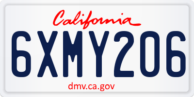 CA license plate 6XMY206