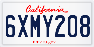 CA license plate 6XMY208