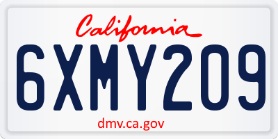 CA license plate 6XMY209