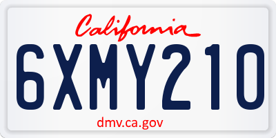 CA license plate 6XMY210