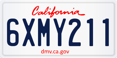 CA license plate 6XMY211