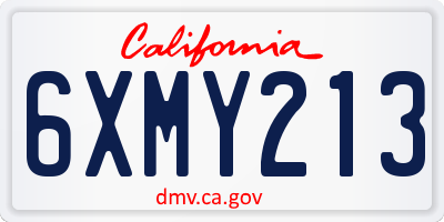 CA license plate 6XMY213