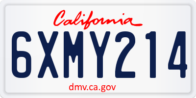 CA license plate 6XMY214