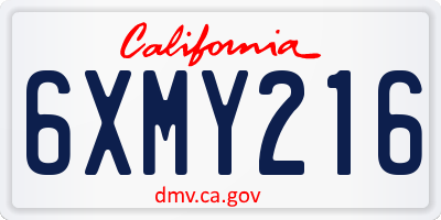 CA license plate 6XMY216