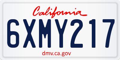 CA license plate 6XMY217