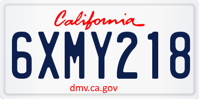 CA license plate 6XMY218