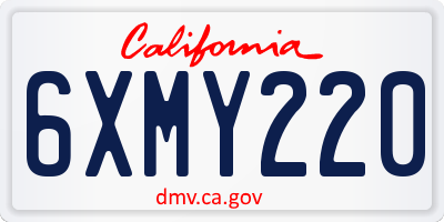 CA license plate 6XMY220
