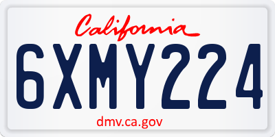 CA license plate 6XMY224