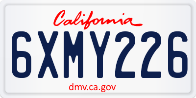 CA license plate 6XMY226