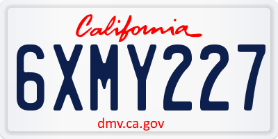 CA license plate 6XMY227