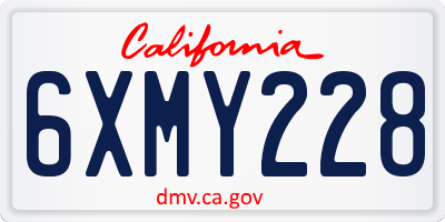 CA license plate 6XMY228