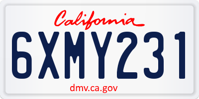 CA license plate 6XMY231