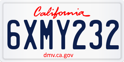 CA license plate 6XMY232