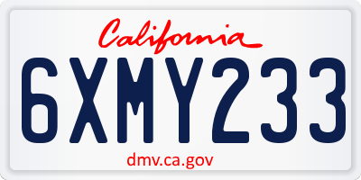 CA license plate 6XMY233