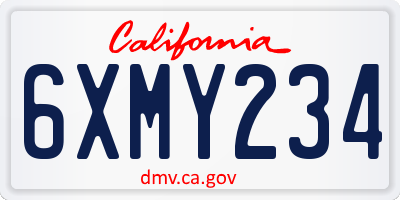 CA license plate 6XMY234
