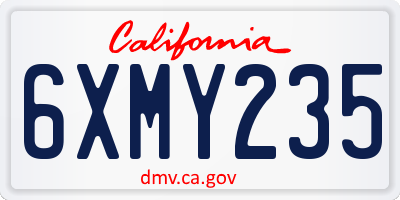 CA license plate 6XMY235