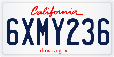 CA license plate 6XMY236