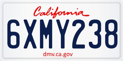 CA license plate 6XMY238