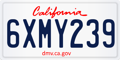 CA license plate 6XMY239