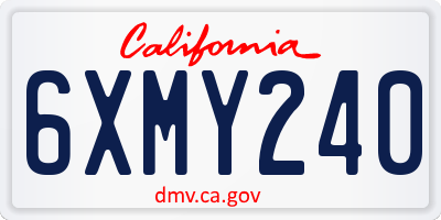 CA license plate 6XMY240