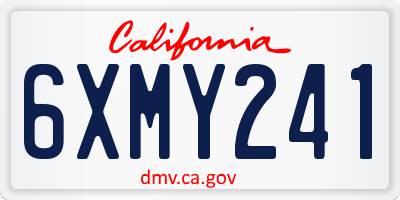 CA license plate 6XMY241