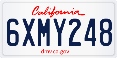 CA license plate 6XMY248