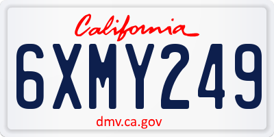CA license plate 6XMY249