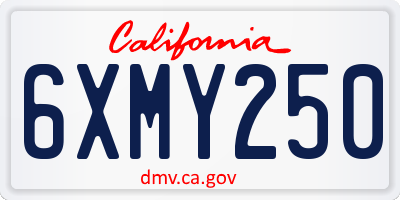 CA license plate 6XMY250
