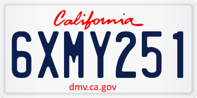 CA license plate 6XMY251