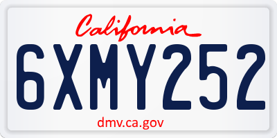 CA license plate 6XMY252