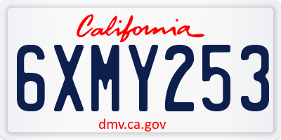 CA license plate 6XMY253