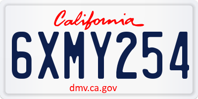 CA license plate 6XMY254