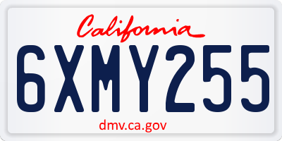 CA license plate 6XMY255