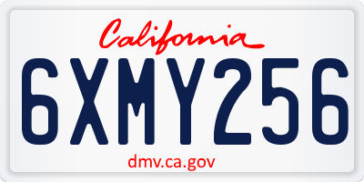 CA license plate 6XMY256