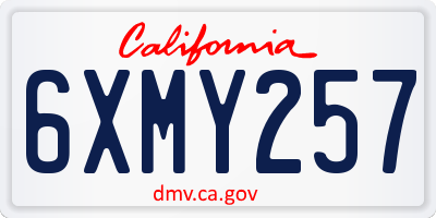 CA license plate 6XMY257