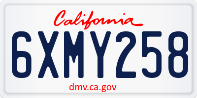 CA license plate 6XMY258