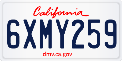 CA license plate 6XMY259