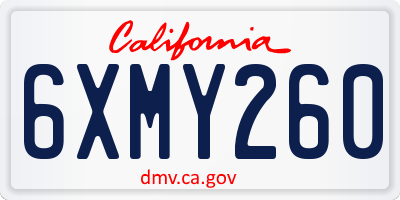 CA license plate 6XMY260