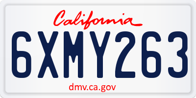 CA license plate 6XMY263