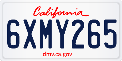CA license plate 6XMY265