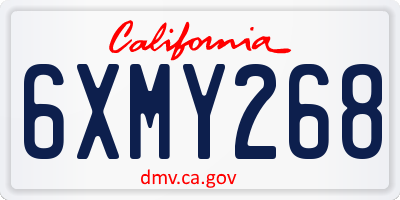 CA license plate 6XMY268