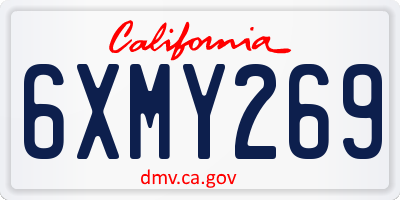 CA license plate 6XMY269
