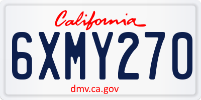 CA license plate 6XMY270