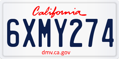 CA license plate 6XMY274