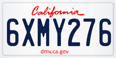 CA license plate 6XMY276
