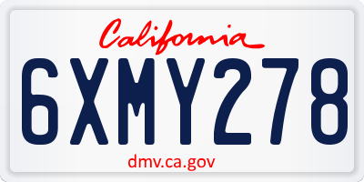 CA license plate 6XMY278