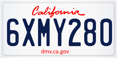 CA license plate 6XMY280