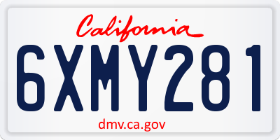 CA license plate 6XMY281