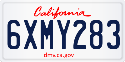 CA license plate 6XMY283