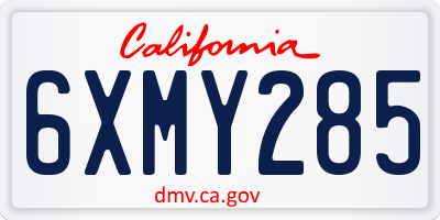 CA license plate 6XMY285